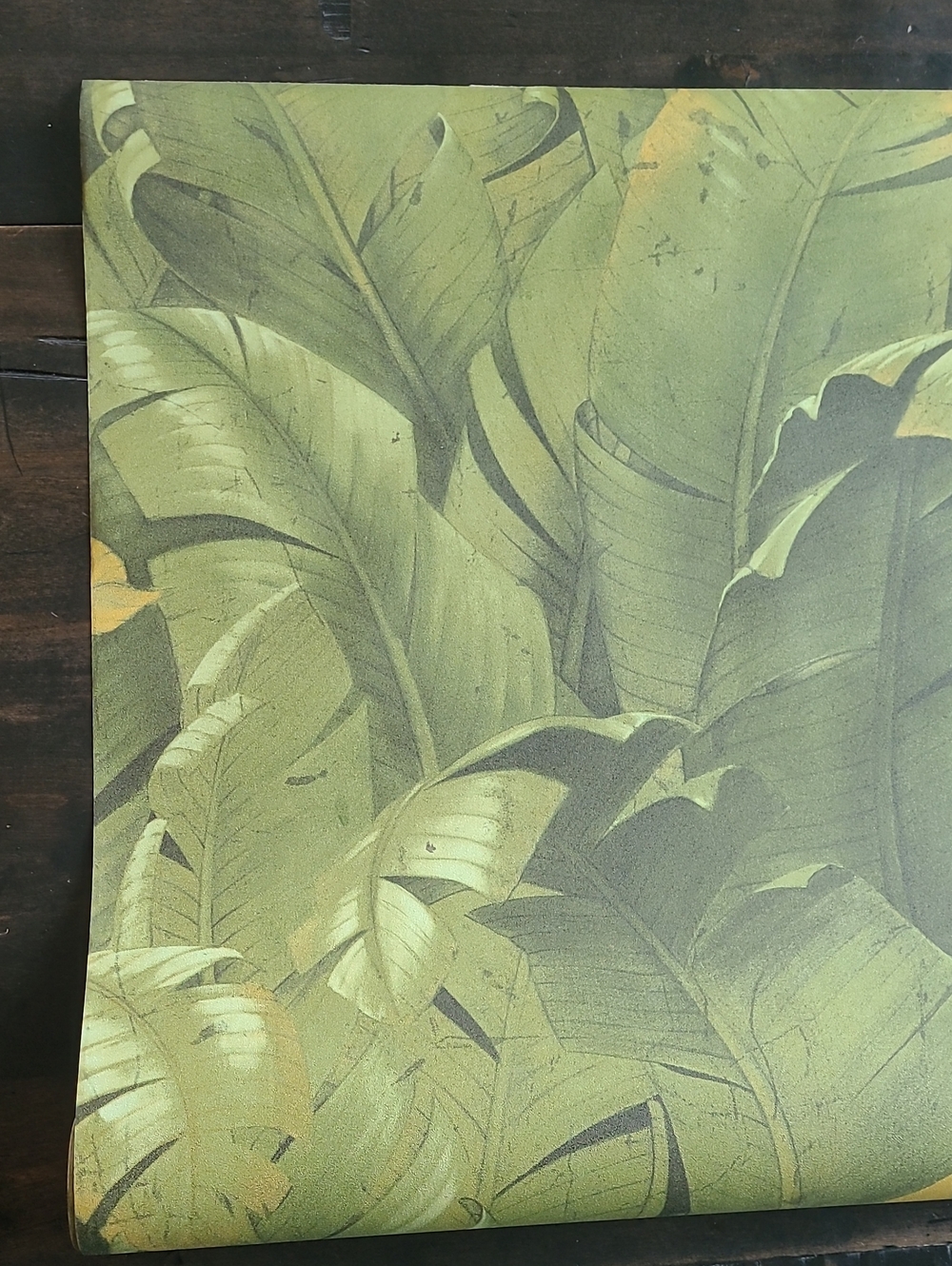Tropical Leaf Wallpaper Print in Olive Green by Beitai Wallcoverings
